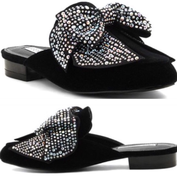 Shoes - Black Jeweled bow flats